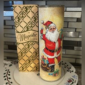 Vintage Majestic Candle in Box Santa Christmas Holiday Home Decor Red, Gold